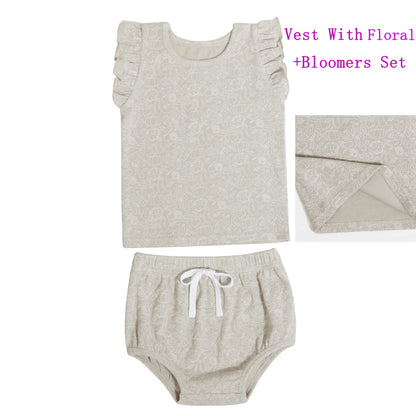 AS 2025 Children's Clothing Baby Girl Clothes Boys Ribbed Print Children's Sets For Summer Spring Kids Clothing