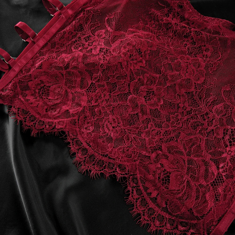 Women's Lingerie Lace Should be Tied with Cutout with Underwire Fishbone Three-piece Underwear Set The cut is slim and elegant