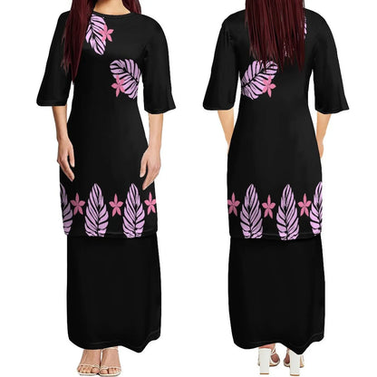 Custom New Polynesian Round Neck Samoan Puletasi Long Top And Skirt Two-Piece Plus Size Women'S Formal Occasion Dress
