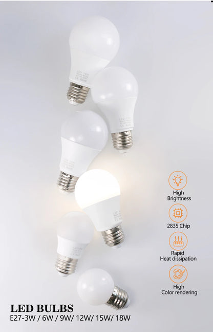 4pcs/lot E27 LED Bulb Lamps AC 220V SMD2835 3W 6W 9W 12W 15W 18W Lampada Led Lig