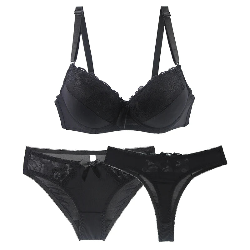 2025 New Sexy Bras Set Embroidered Lace Push Up 2 Piece Underwear For Women Plus Size White Black Beige Blue Red Purple Lingerie