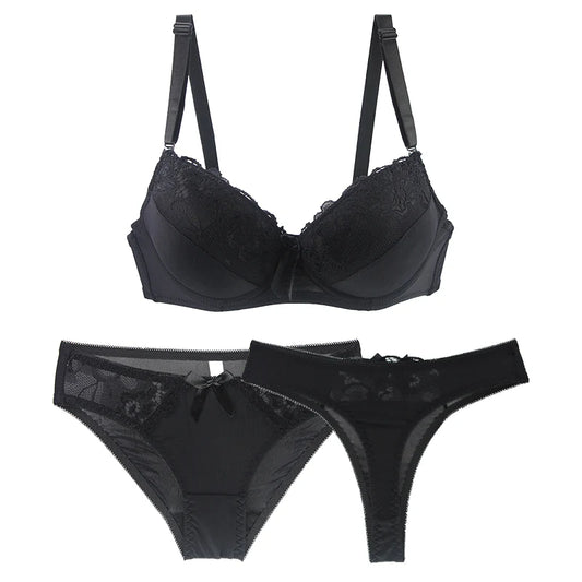 2025 New Sexy Bras Set Embroidered Lace Push Up 2 Piece Underwear For Women Plus Size White Black Beige Blue Red Purple Lingerie