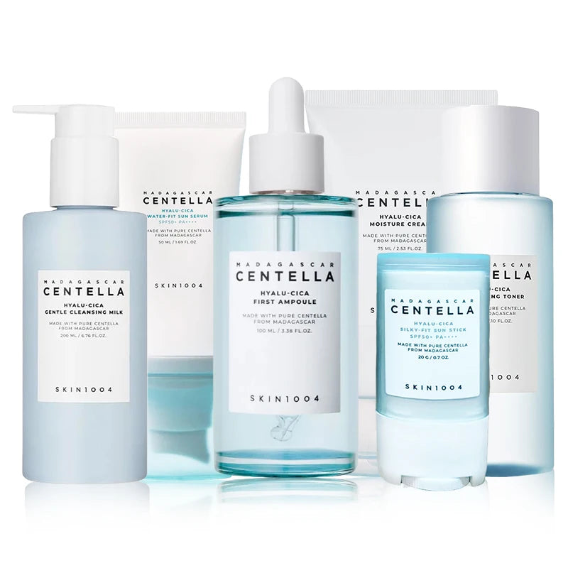 Skin1004 Centella Asiatica Skin Care Korean Set Moisturizing Toner Essence Sunscreen Cleanser Makeup Remover Oil Essence