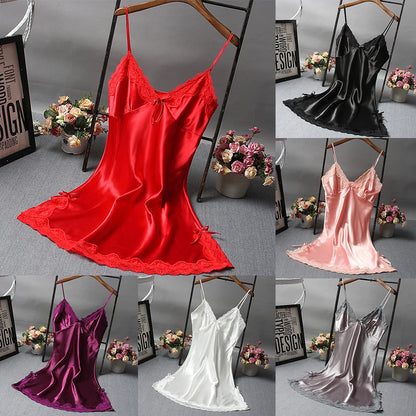 Sexy Lace Patchwork Nightwear Lingerie Nighty V Neck Wedding Dress Sleep Wear Nightdress Clothes Sexy Women's Nightgowns