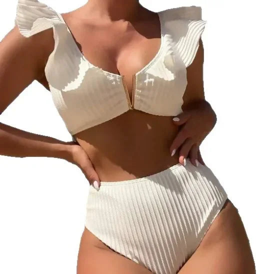 2025 New White Lace Bikini High Waist Sexy Beach Vacation Women's Swimsuit Cross-Border High Quality Chinese Brand AE Stock