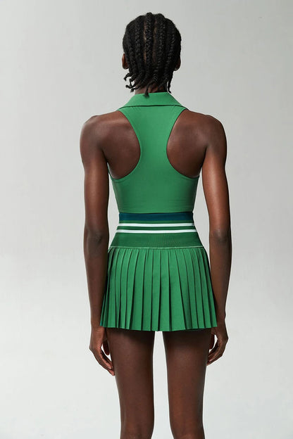 Women Short Sportswear Two Pieces Fitness Yoga Set High Waist Tennis Skirt Crop Top Gym Suit Female Breathable Sportswear