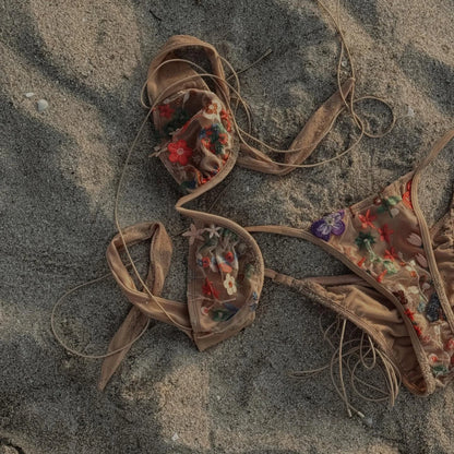 2025 Bandeau Biquini Women Sexy Bikini Push Up Swimsuit Female Swimwear Floral Printed Swim Suit Halter Bathingsuit Beachwear