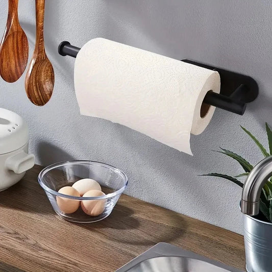 Self-Adhesive plastic Bathroom Towel Rack Holder Kitchen & Toilet Paper Roll Storage Multi-Functional Wall-Mounted Shelf