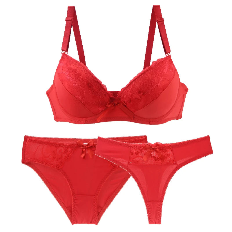 2025 New Sexy Bras Set Embroidered Lace Push Up 2 Piece Underwear For Women Plus Size White Black Beige Blue Red Purple Lingerie