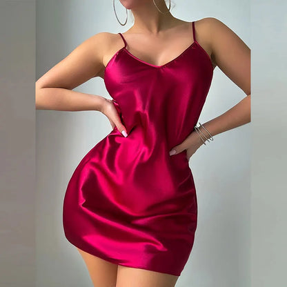Women's Nightgown Spaghetti Strap Dress Elegant Pajamas V-neck Bras Sexy Nightdress Adult Sleep Shirts Female Nighty Sleepwear