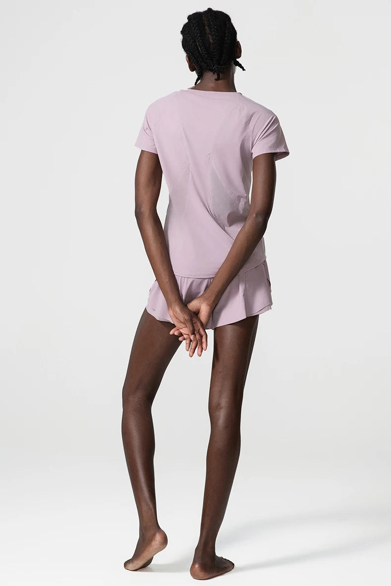 Women Summer Short Sportswear Solid Color Two Pieces Fitness Yoga Set Breathable Quick Dry Gym Suit Loose Workout Clothes