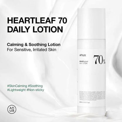 Anua Heartleaf 70 Lotion, Face Moisturizer with Hyaluronic Acid for Sensitive Skin, Lightweight, Korean Skin Care