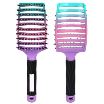 Barber Hair Brush Scalp Massage Comb Women Nylon Pig Sideburns Wet Curly Hair Brush Hairy Big Bend CombStyling Tools ﻿ ﻿