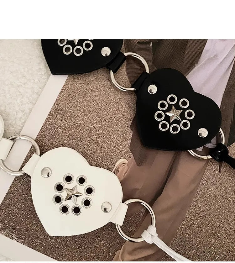 Retro Millennial Spice Girl Style Belt Love Circle Stitching Design Belt With Skirt Jeans Belt