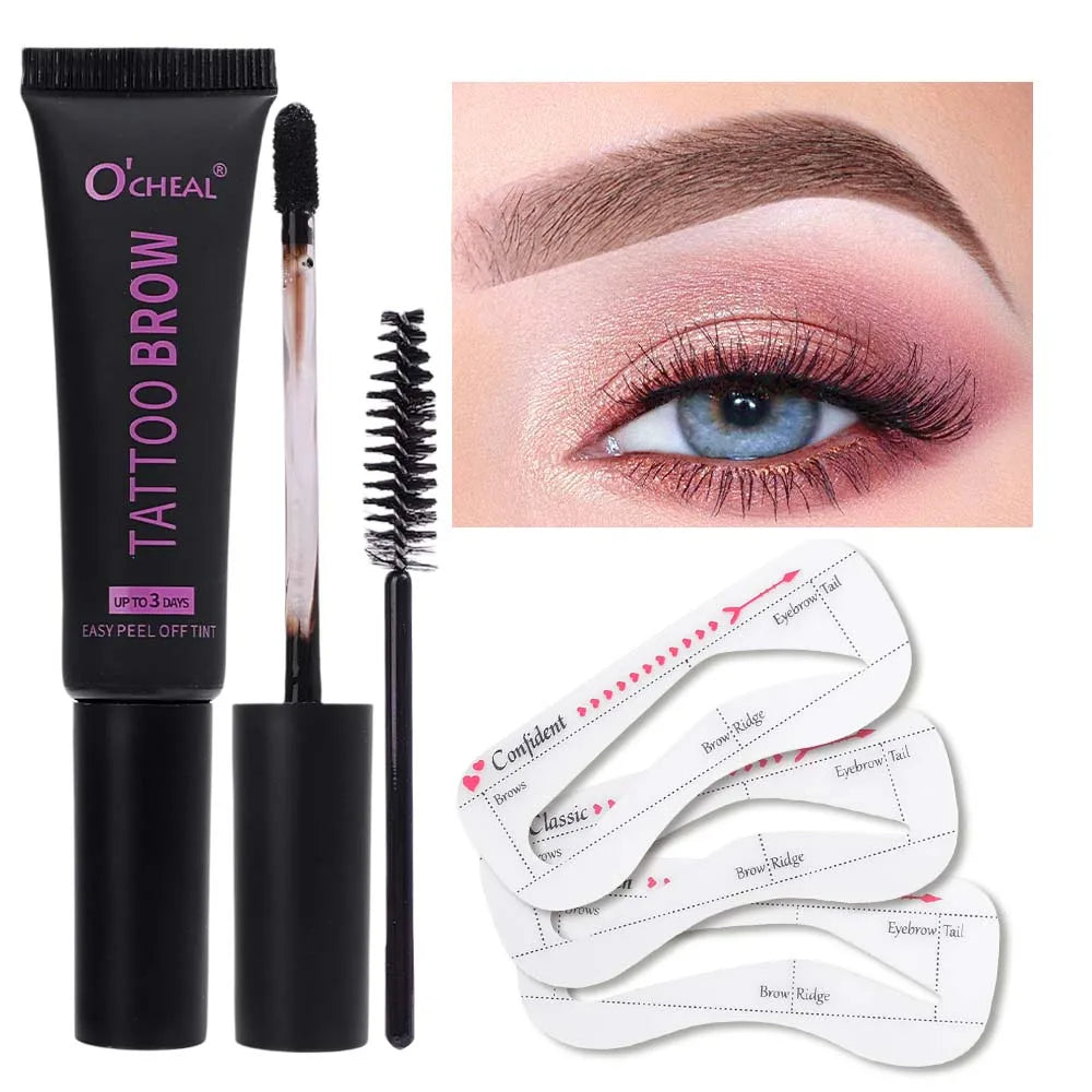 Sweatproof Peel Off Dye Eyebrow Cream Set Easy To Use Eyebrow Card Brush Long-lasting Waterproof Non-fading Eye Brow Gel Makeup