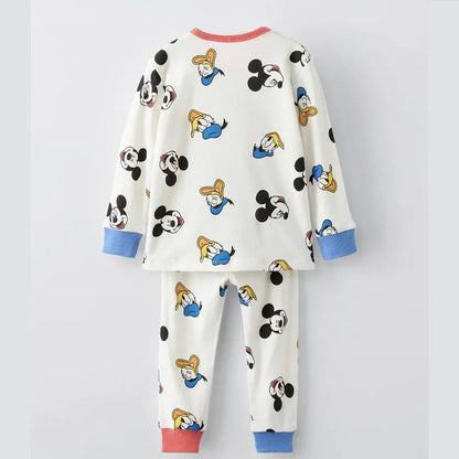Mickey Minnie Baby Boy Girl Autumn Underwear Set Cartoon Casual Children Home Clothes Outfits Long Sleeved 2pc/set Kids Clothing