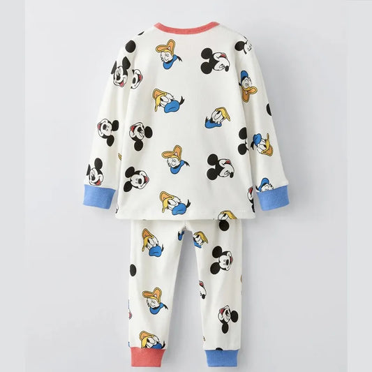 Mickey Minnie Baby Boy Girl Autumn Underwear Set Cartoon Casual Children Home Clothes Outfits Long Sleeved 2pc/set Kids Clothing