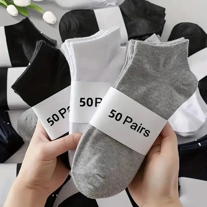 10/20/30/40/50 Pairs Of Breathable Deodorant Men's Low Cut Ankle Socks - Sweat W
