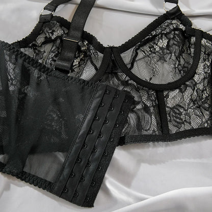 Women's Lingerie Lace Should be Tied with Cutout with Underwire Fishbone Three-piece Underwear Set The cut is slim and elegant