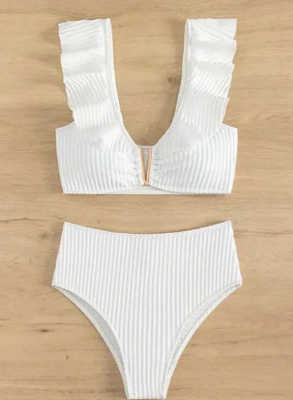 2025 New White Lace Bikini High Waist Sexy Beach Vacation Women's Swimsuit Cross-Border High Quality Chinese Brand AE Stock