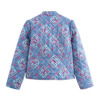 2025 New Women's Clothing: European and American Style Fashionable Casual Simple Versatile Early Autumn Printed Cotton Coat