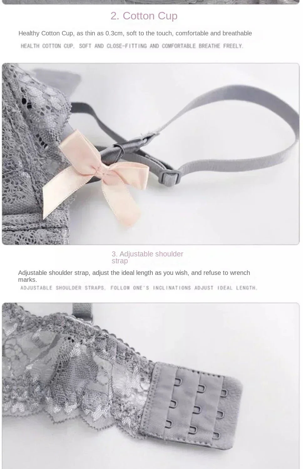 MOYISU French Romantic Lace Comfortable Breathable Sexy Tushy Slim Bra Collection Pure Desire Girls Super Beautiful Underwear SE