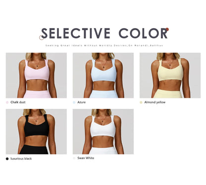 Hearuisavy Breathable Sports Bra Double Shoulder Straps Workout Top For Women Anti-sweat Fitness Top Push up Running Yoga Bra