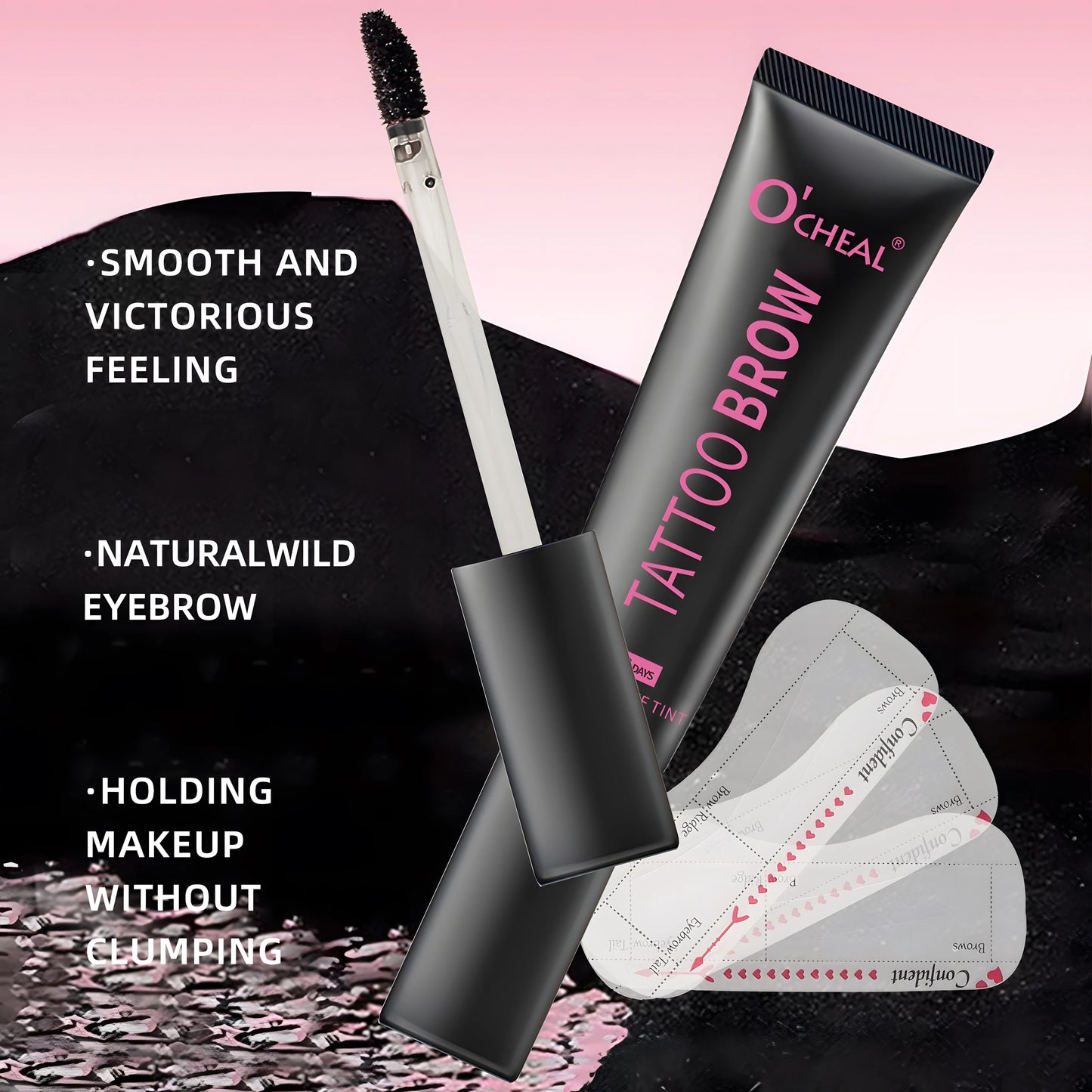 Waterproof Tattoo Brow Peel Off Tint with Stencils - Semi-Permanent Eyebrow Tint Lasts Up to 3 Days - Easy to Apply and Long-Las