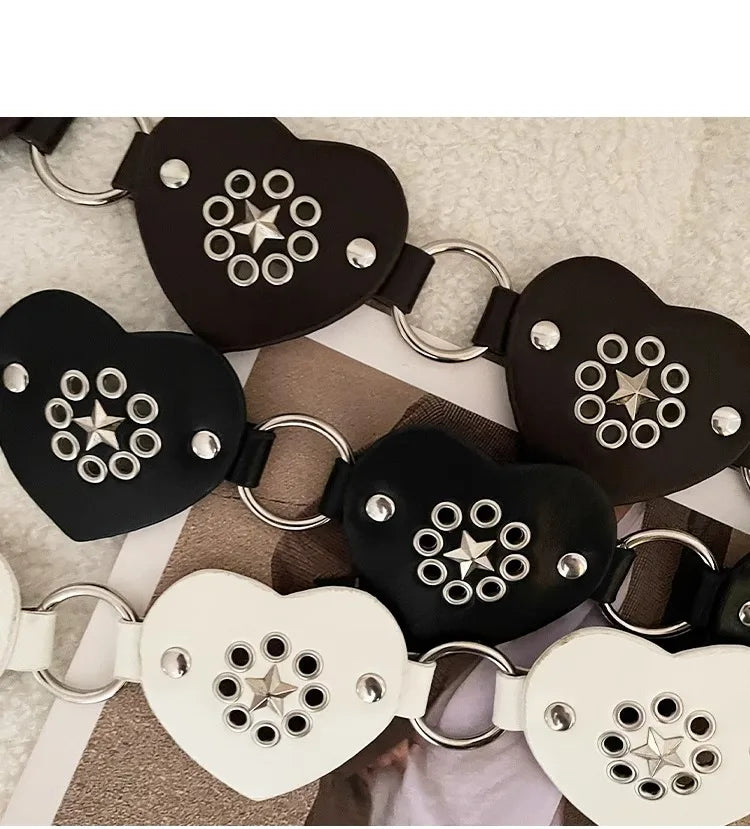 Retro Millennial Spice Girl Style Belt Love Circle Stitching Design Belt With Skirt Jeans Belt