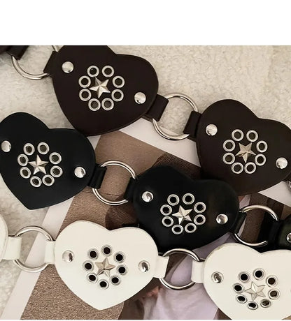 Retro Millennial Spice Girl Style Belt Love Circle Stitching Design Belt With Skirt Jeans Belt