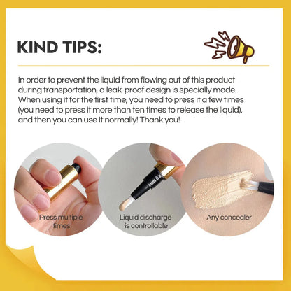 GECOMO Press Concealer Pen Liquid Concealer Long Lasting Moisturizing Not Fading Base Makeup Face Invisible Pores