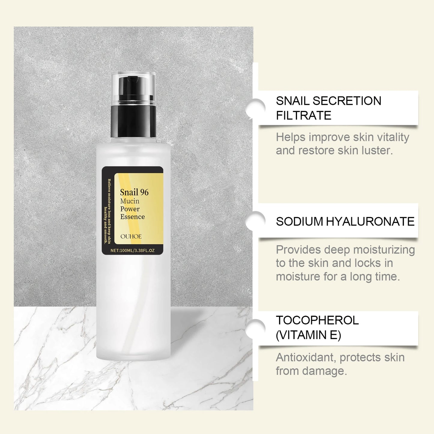 Snail 96 Mucin Power Essence Hydrating Booster Deep Moisture Revitalize Dull Skin Soothing Face Treatment Glow Essence Skin Care
