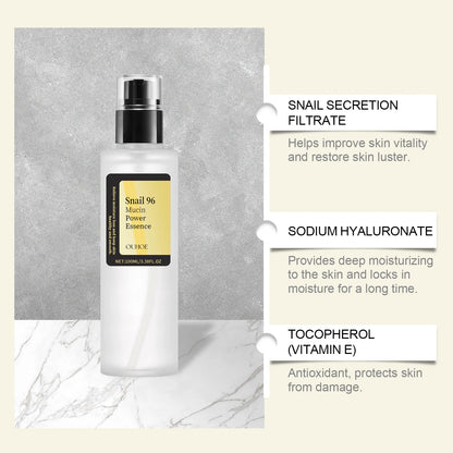 Snail 96 Mucin Power Essence Hydrating Booster Deep Moisture Revitalize Dull Skin Soothing Face Treatment Glow Essence Skin Care
