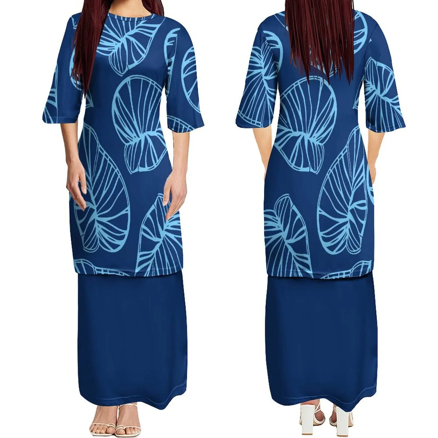 Custom New Polynesian Round Neck Samoan Puletasi Long Top And Skirt Two-Piece Plus Size Women'S Formal Occasion Dress