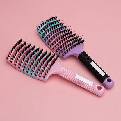 Barber Hair Brush Scalp Massage Comb Women Nylon Pig Sideburns Wet Curly Hair Brush Hairy Big Bend CombStyling Tools ﻿ ﻿