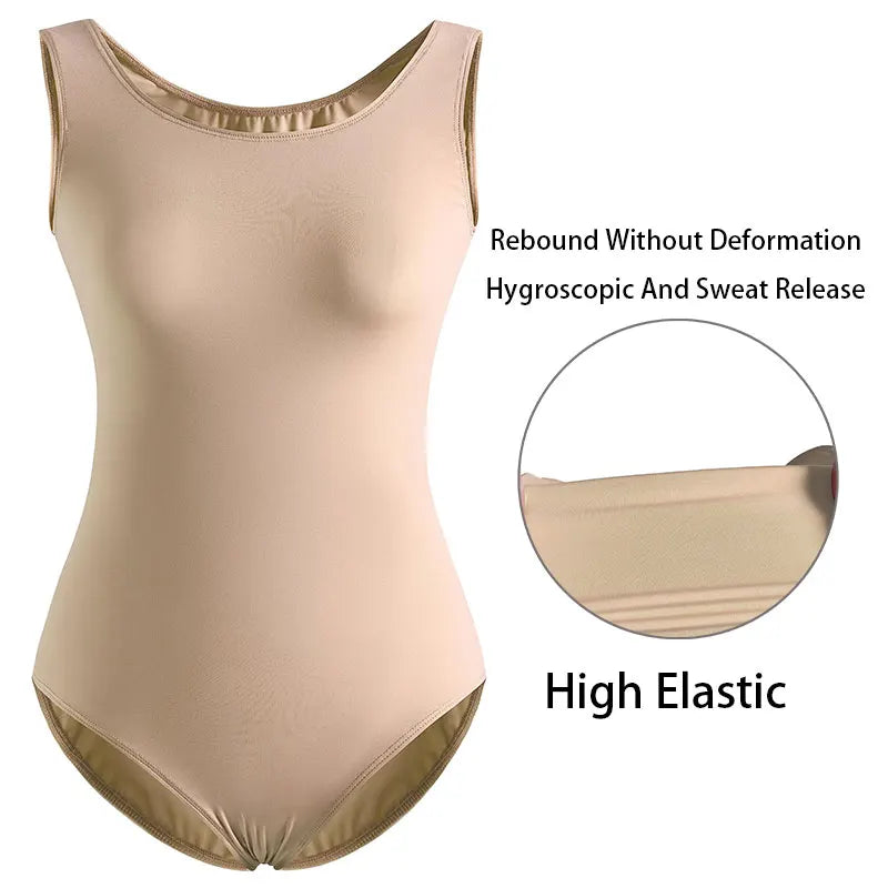 Women's Classic Team Basic Sleeveless Ballet Dance Leotards for Adult Gymnastics Dance Tops with Soft Lining Bodysuits