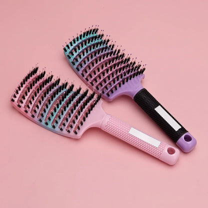 Barber Hair Brush Scalp Massage Comb Women Nylon Pig Sideburns Wet Curly Hair Brush Hairy Big Bend CombStyling Tools ﻿ ﻿