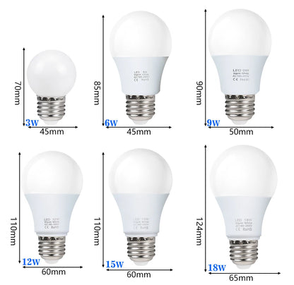 4pcs/lot E27 LED Bulb Lamps AC 220V SMD2835 3W 6W 9W 12W 15W 18W Lampada Led Lig