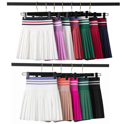 Women Short Sportswear Two Pieces Fitness Yoga Set High Waist Tennis Skirt Crop Top Gym Suit Female Breathable Sportswear