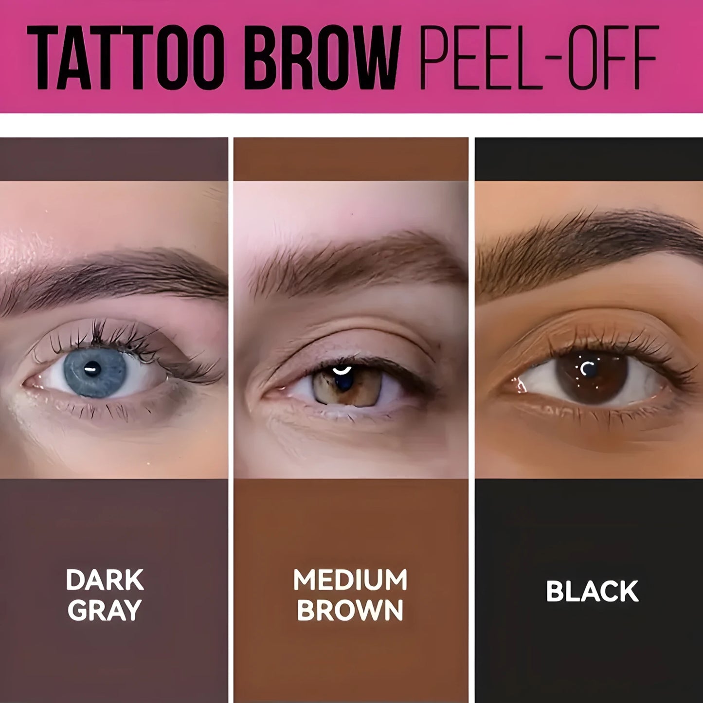 Waterproof Tattoo Brow Peel Off Tint with Stencils - Semi-Permanent Eyebrow Tint Lasts Up to 3 Days - Easy to Apply and Long-Las