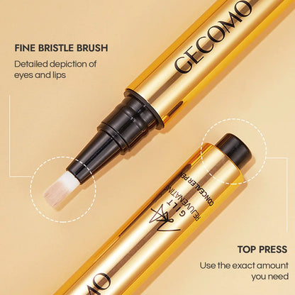 GECOMO Press Concealer Pen Liquid Concealer Long Lasting Moisturizing Not Fading Base Makeup Face Invisible Pores