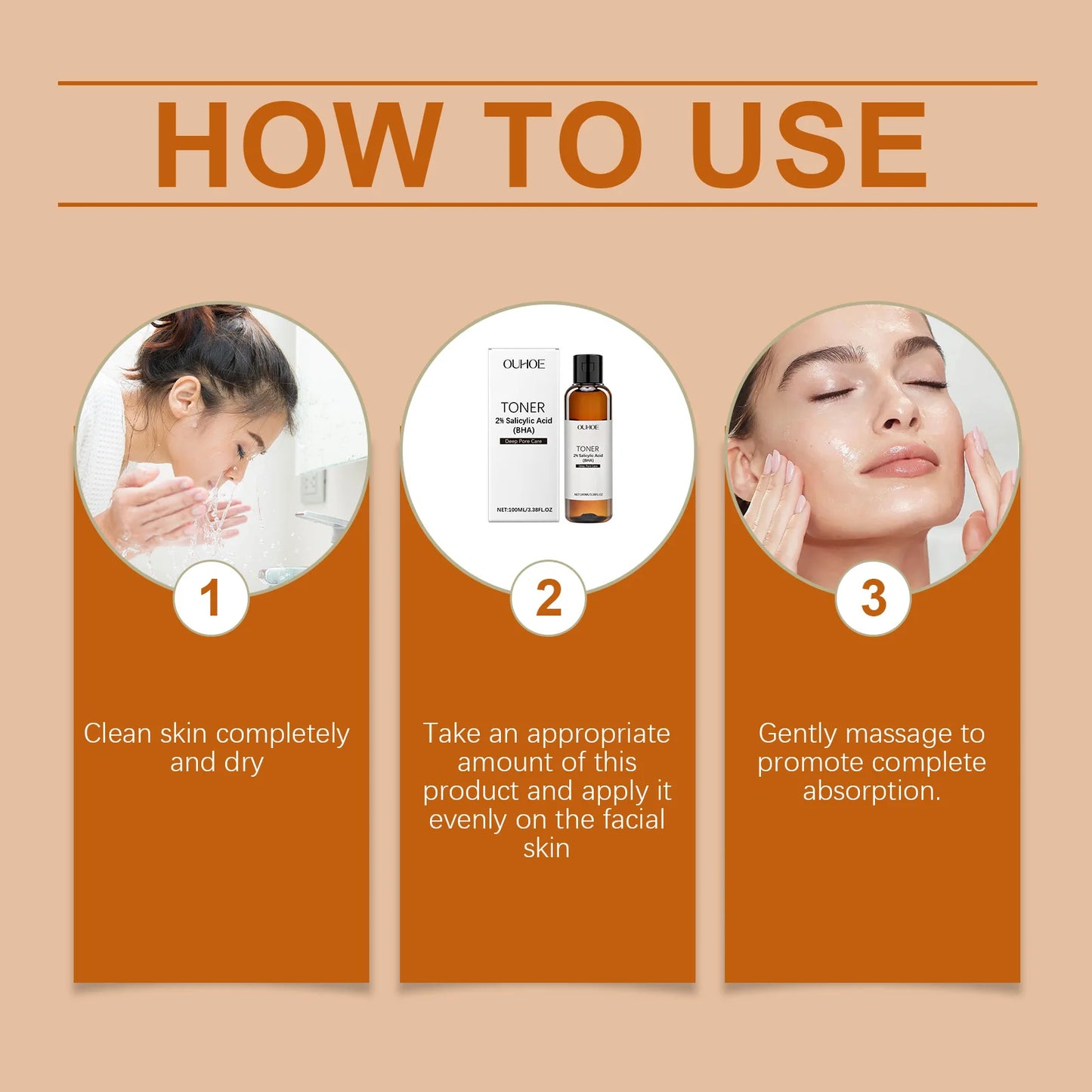 Salicylic Acid Toner for Acne Removing Control Oil Shrink Pores Remove Pimple Exfoliating Moisturizing Brighten Facial Toner