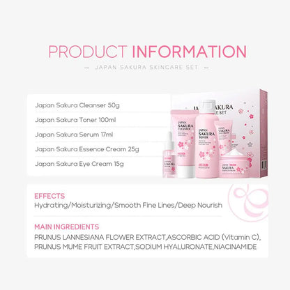 5/3pcs/Set Sakura Skin Care Sets Face Cream Serum Toner Facial Cleanser Sunscreen Eye Cream Gift Box Face Skin Care Set Product