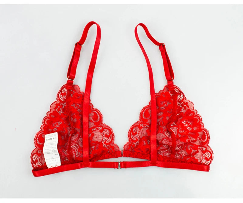 Sexy Lingerie Gather Bra Thin Section Women's Underwear Female Body Suit Crushed Lace Sexy Plus Size Erotic Clothing 3-piece Set