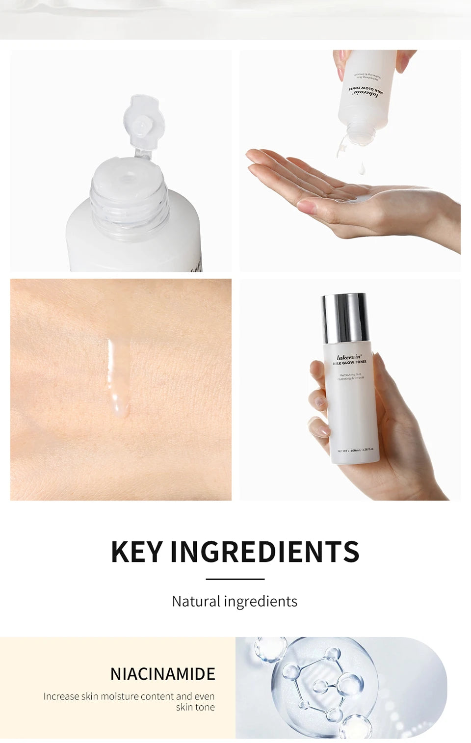 Milk Glow Toner Brightening Skin Powerfully Moisturizes Relieve Dry And Tired Skin Locks In Moisture Beauty Skin Care 100ML