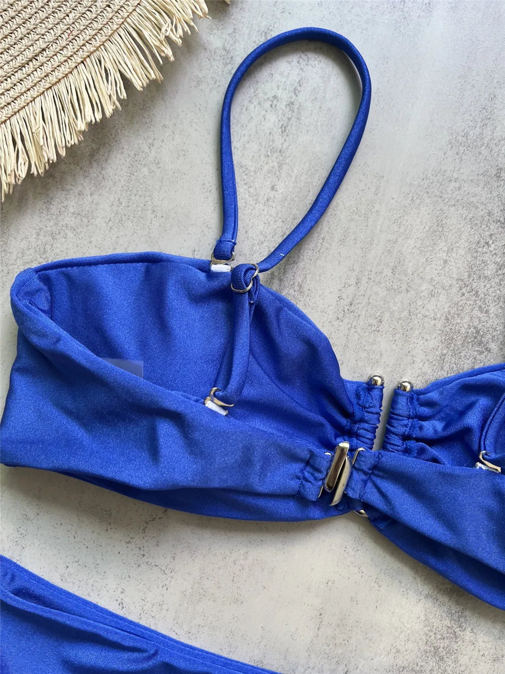 Brown Shiny U Shaped Bikini High Waist Sexy Swimsuit Women 2025 Wrinkled Solid Swimwears Bathing Suit Bandeau Bikinis Sets Mujer