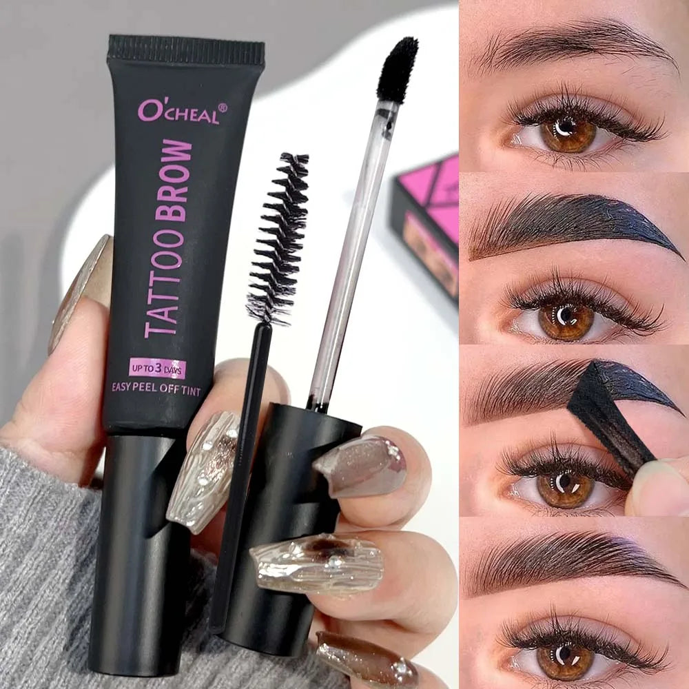 Sweatproof Peel Off Dye Eyebrow Cream Set Easy To Use Eyebrow Card Brush Long-lasting Waterproof Non-fading Eye Brow Gel Makeup