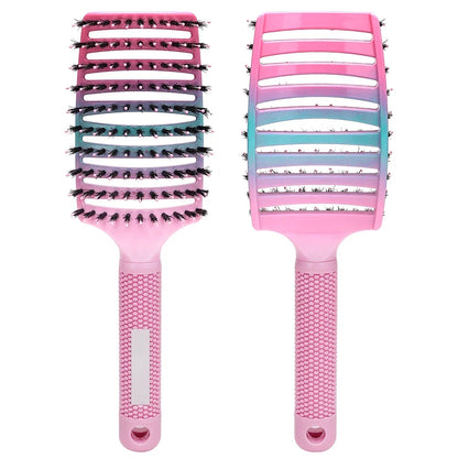 Barber Hair Brush Scalp Massage Comb Women Nylon Pig Sideburns Wet Curly Hair Brush Hairy Big Bend CombStyling Tools ﻿ ﻿