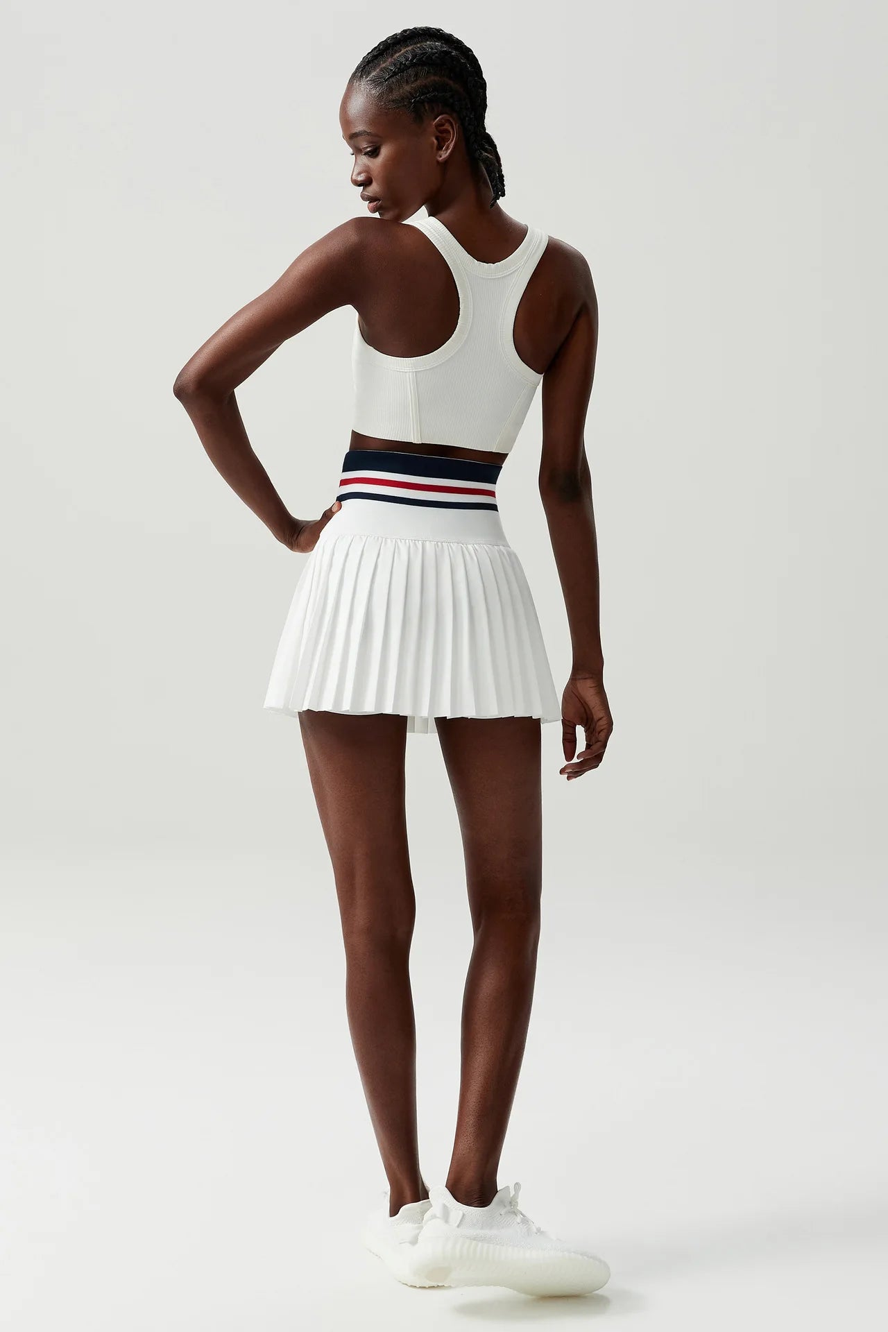 Women Short Sportswear Two Pieces Fitness Yoga Set High Waist Tennis Skirt Crop Top Gym Suit Female Breathable Sportswear