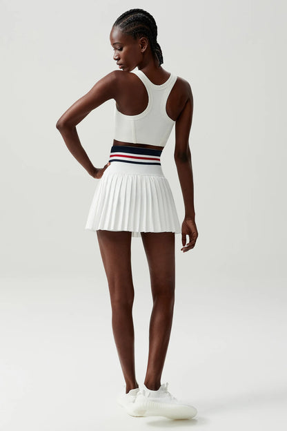 Women Short Sportswear Two Pieces Fitness Yoga Set High Waist Tennis Skirt Crop Top Gym Suit Female Breathable Sportswear